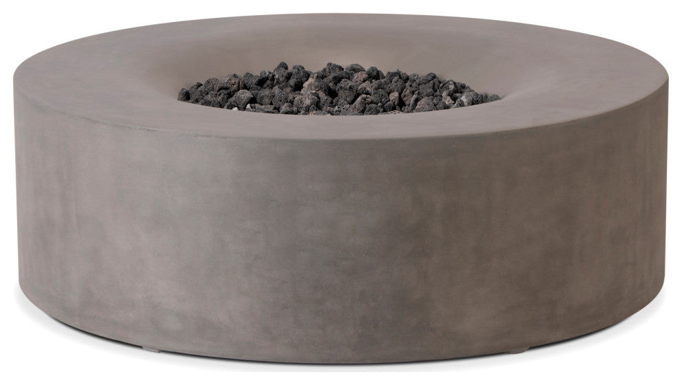 Pyromania Avalon Concrete Round Fire Table, 42", Slate, Natural Gas