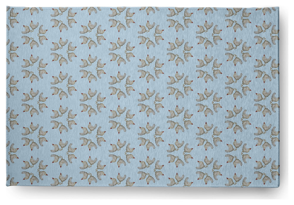 Chickens-go-round Easter Chenille Rug, After Rain Blue, 2'x3'