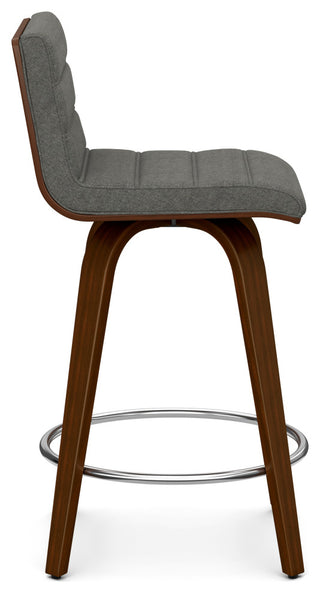 Roland Swivel Counter Height Stool, Grey Linen Look Fabric