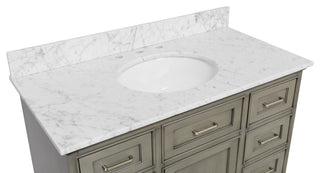 Aria 42" Bathroom Vanity, Weathered Gray, Carrara Marble