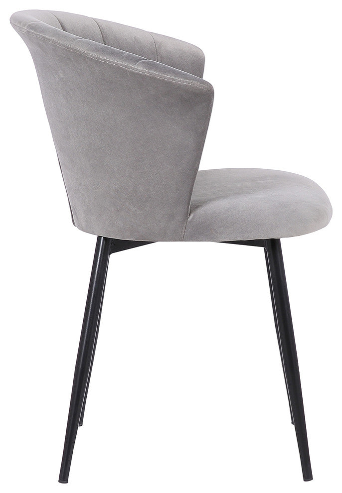 Lulu Contemporary Dining Chair in Black Powder Coated Finish and Grey Velvet