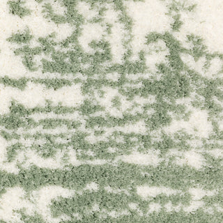 Greer Modern Distressed Etchings Green/ Ivory Area Rug, 3'10" x 5'5"