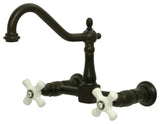 Kingston Brass Two-Handle Wall Mount Bridge Kitchen Faucet, Oil Rubbed Bronze