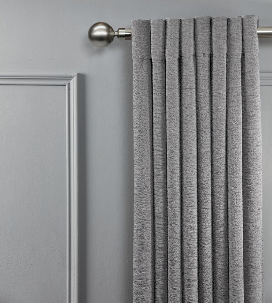 Linen Avenue Ball Single Curtain Rod Set,48 to 86-Inch,Brushed Nickel