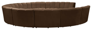 Infinity Channel Tufted Velvet Modular Chair, Brown, 11 Piece