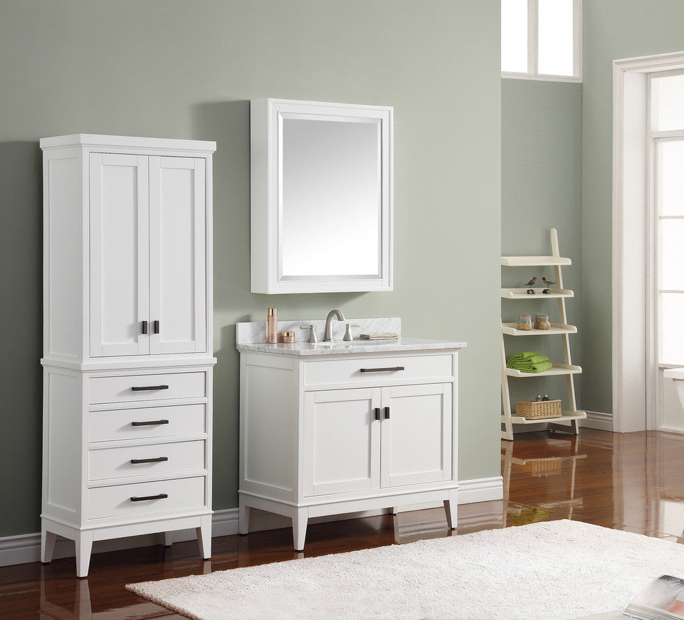Avanity Madison 37" Vanity, White Finish, Carrera White Marble Top