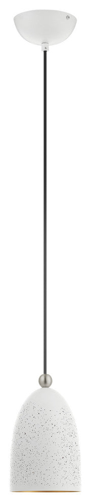 Livex Lighting Arlington 1 Light White, Brushed Nickel Accents Petite Pendant