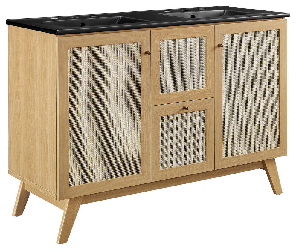 Soma 48" Double Sink Bathroom Vanity - Oak Black