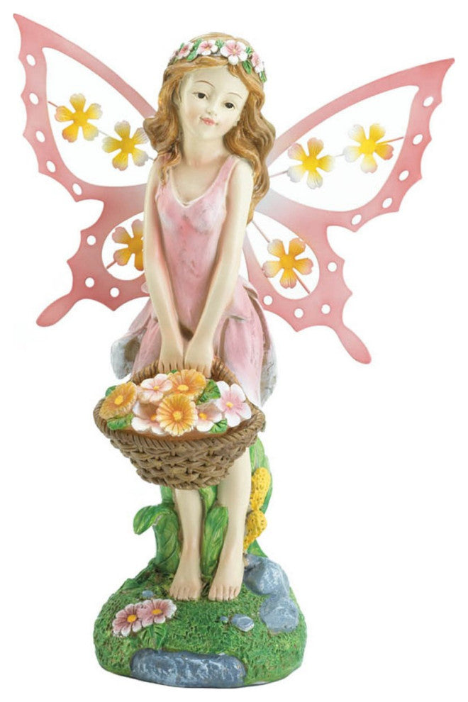 Pink Fairy Solar Garden Statue