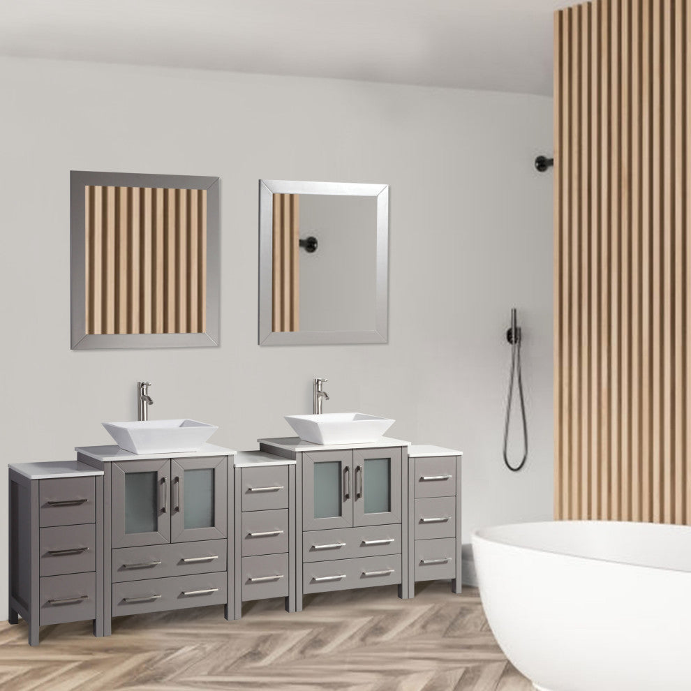 Vanity Art Bathroom Vanity Set With Sink, Gray, 84", Standard Mirror