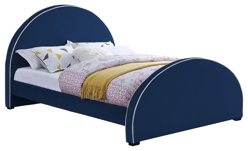 Brody Velvet Upholstered Bed, Navy, Queen