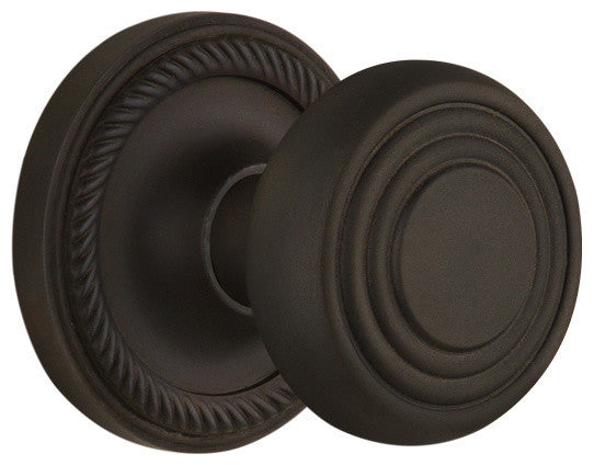 Rope Rosette Passage Deco Door Knob, Oil-Rubbed Bronze