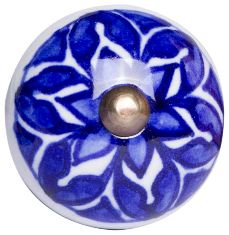 Knob-It Vintage Handpainted Ceramic Knobs, Set of 12, Blue and White