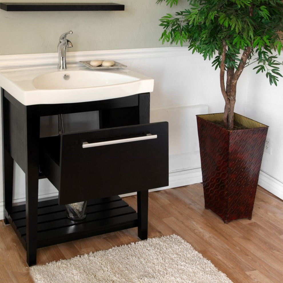 27.5" Single Sink Vanity, Wood, Black