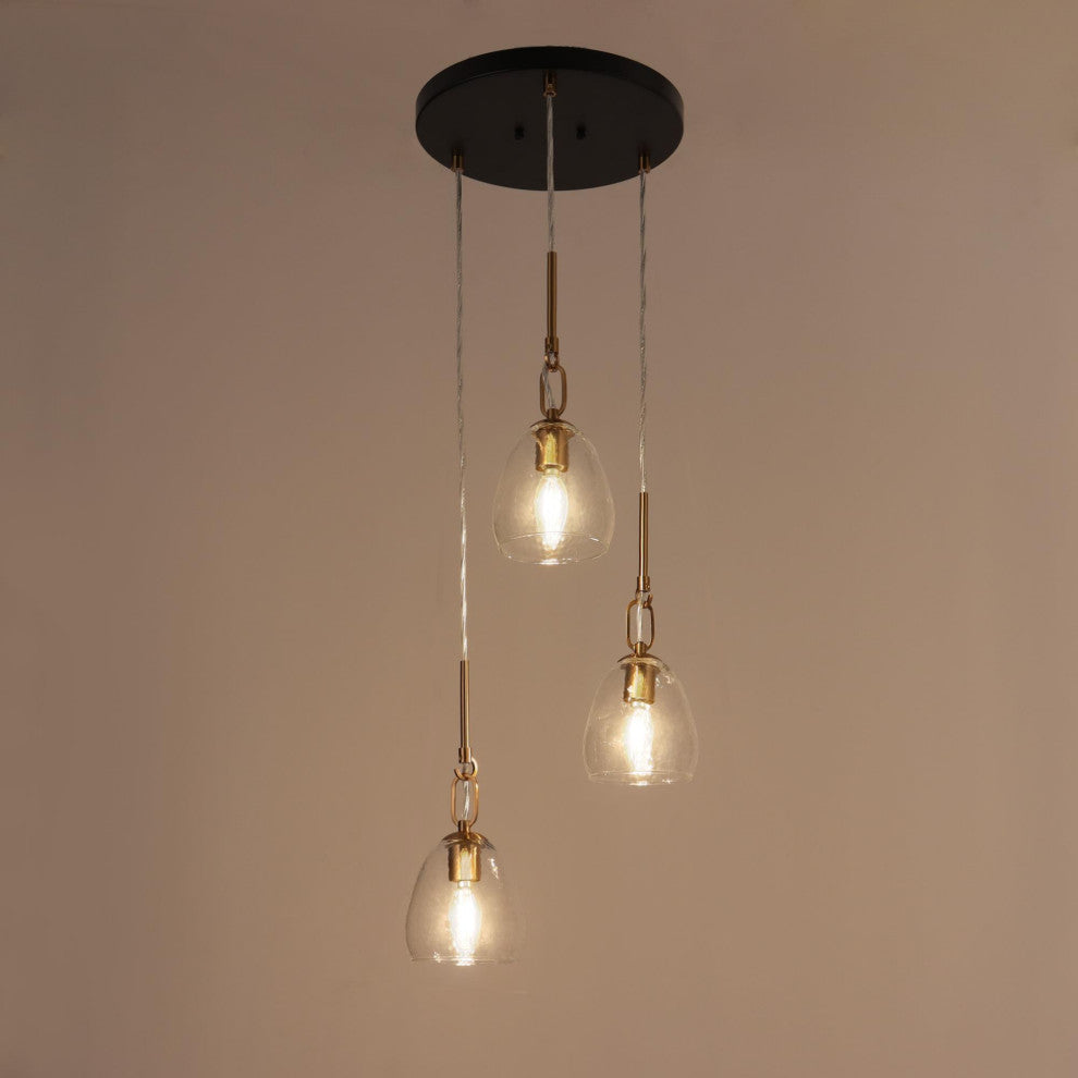 LNC 3-Light Matte Black and Polished Gold Linear Modern/Contemporary Chandelier