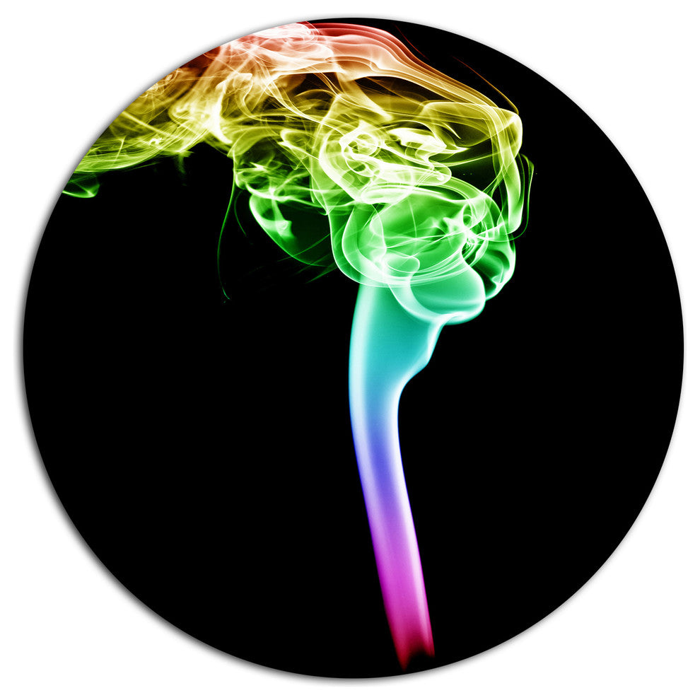 Isolated Abstract Smoke On Black, Abstract Disc Metal Wall Art, 11"