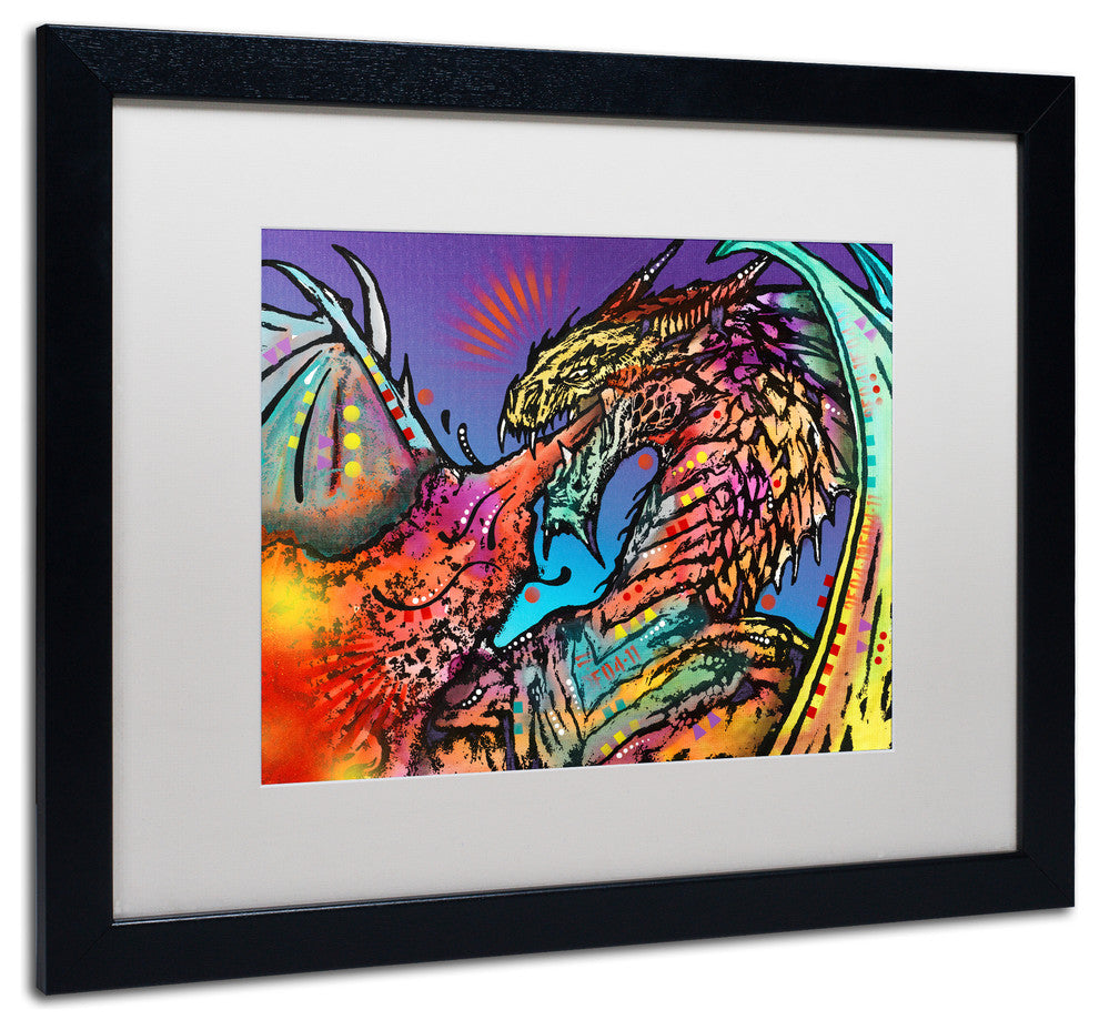 Dean Russo 'Dragon' Art, Black Frame, White Mat, 20x16