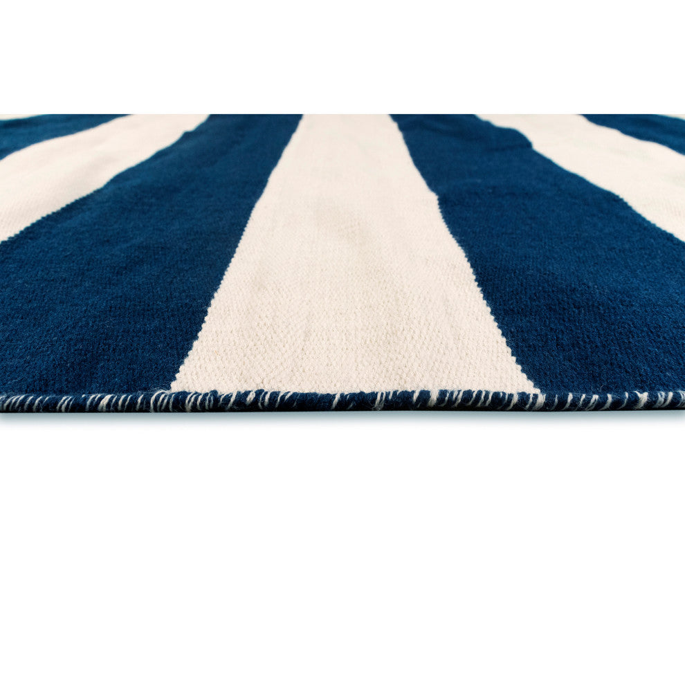 Sorrento Rugby Stripe Indoor/Outdoor Rug, Navy, 8' Square