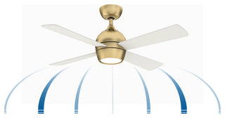 Kwad, 44" Brushed Satin Brass With Matte White Blades and LED Light Kit