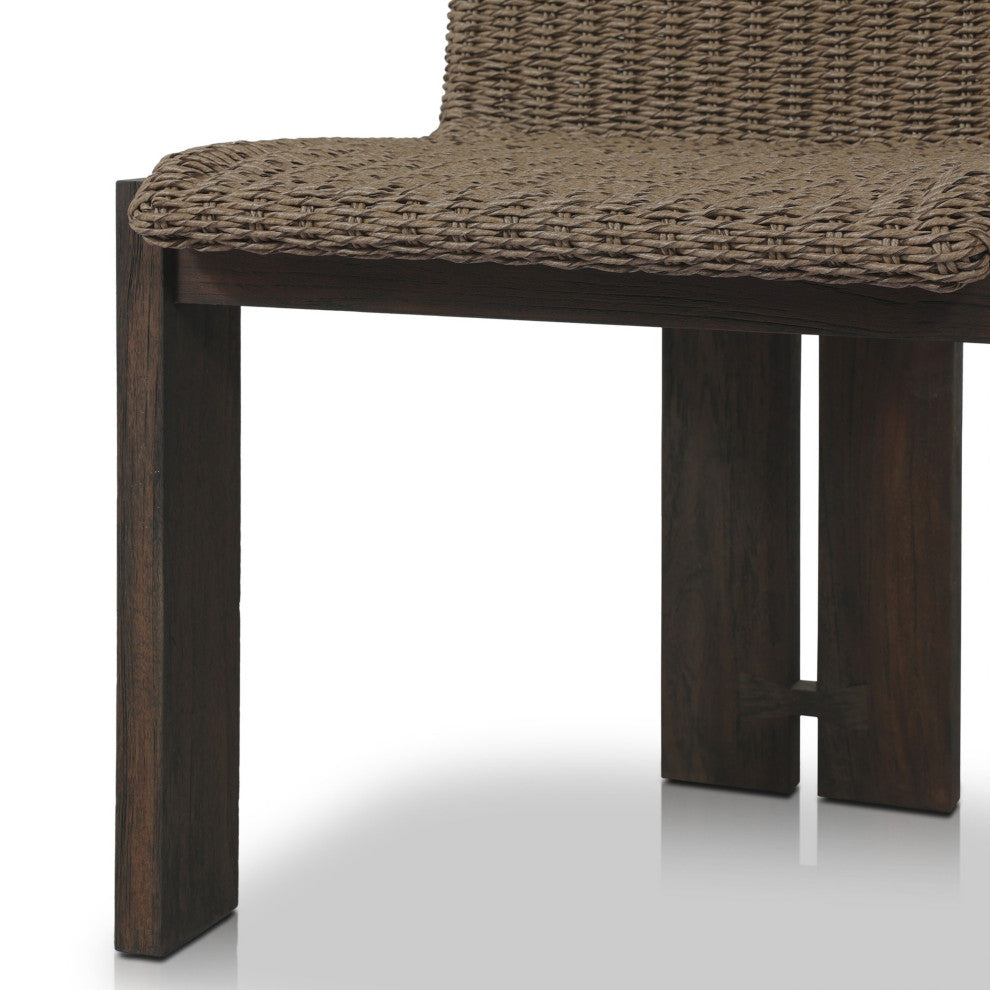 Roxy Outdoor Dining Chair Faux Dark Hyacinth, Stained Saddle Brown Fsc