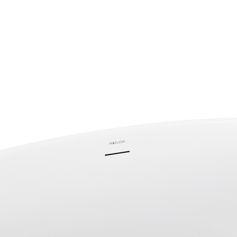 59" Acrylic Freestanding Oval Non-Whirlpool Soaking Bathtub, Black White