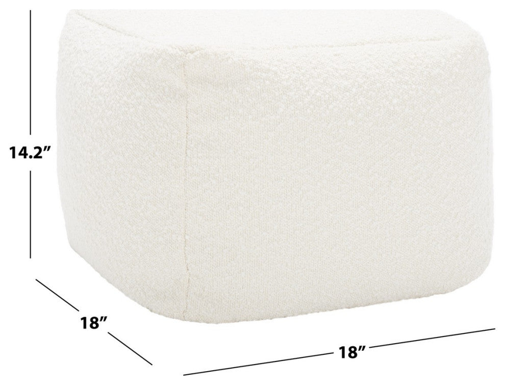 Safavieh Couture Samuels Boucle Pouf, Ivory