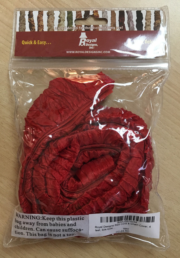 Royal Designs Cord/Chain Cover, 4', Touch Fastener, Red