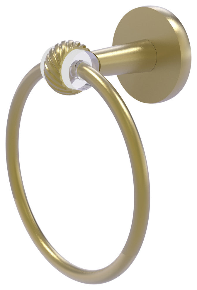 Clearview Towel Ring with Twisted Accents, Satin Brass