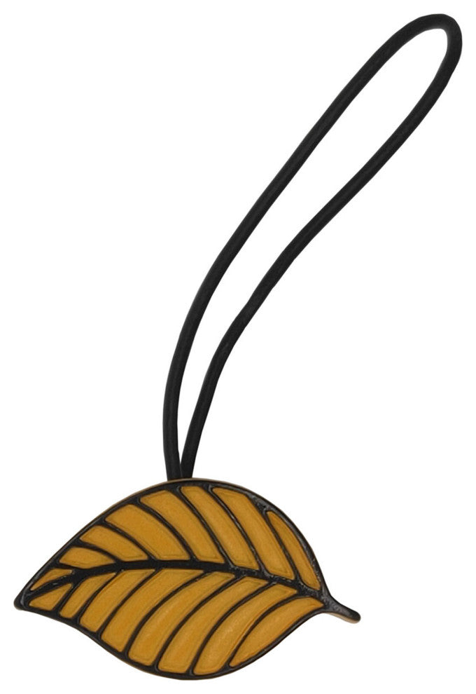 Magnetic Curtain Tiebacks "“ Leaf Design in Resin, Yellow, Pack of 1