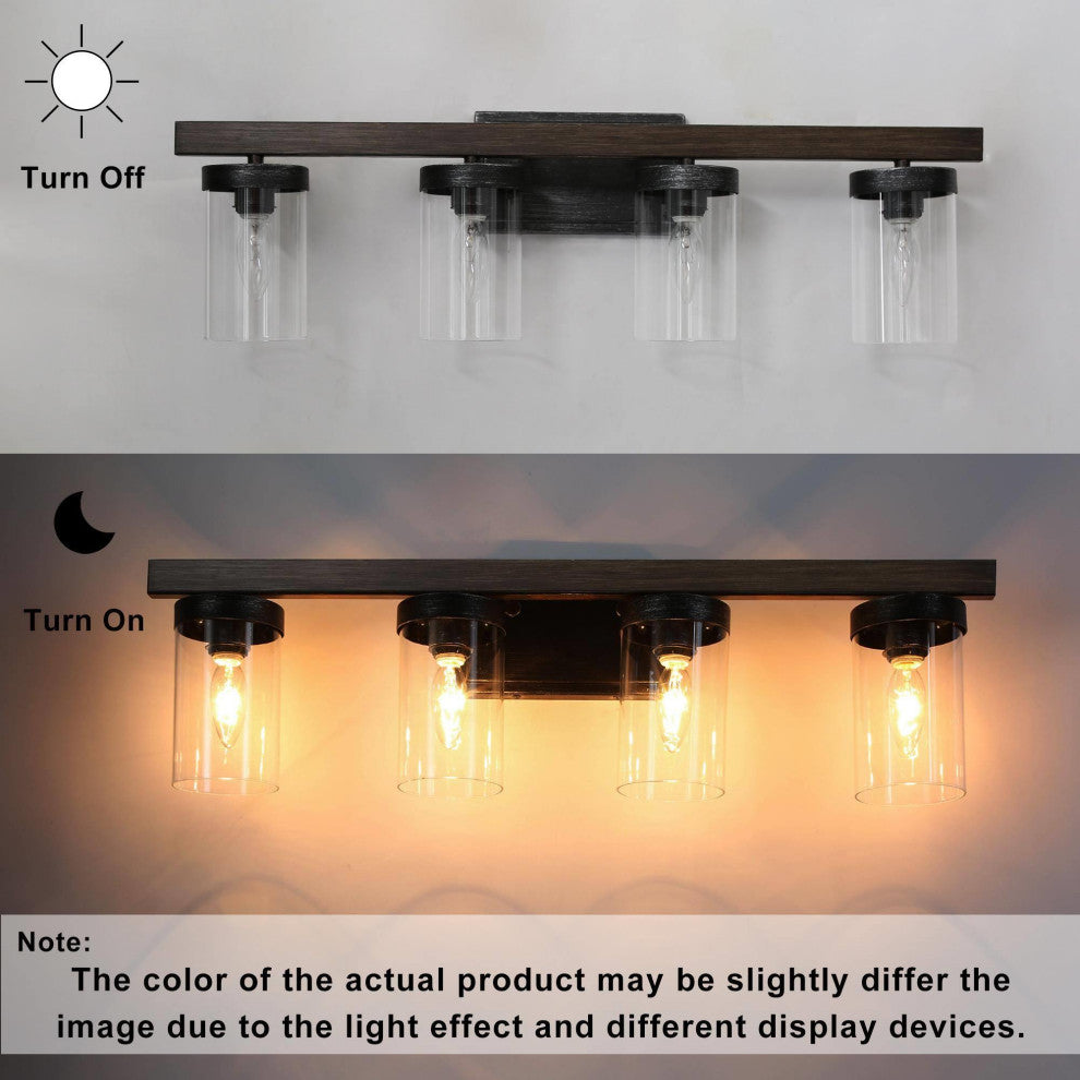 LNC 28" Farmhouse 4-Light Bathroom Vanity Light With Clear Glass