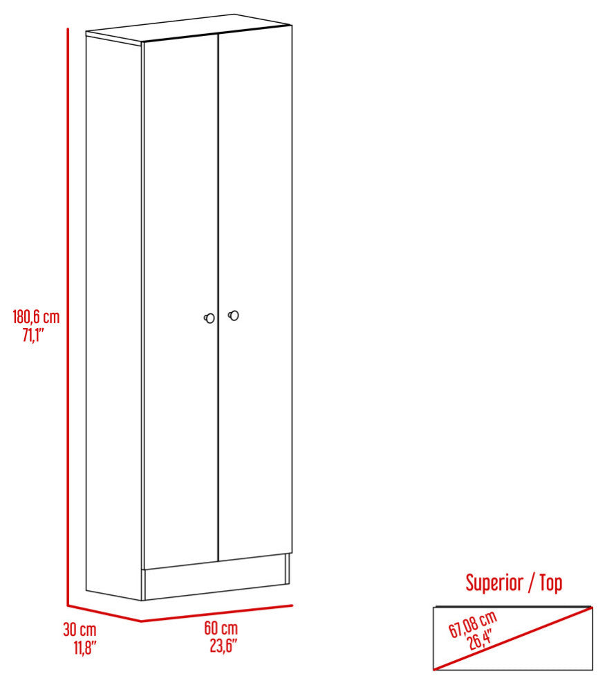 Virginia Double Door Storage Cabinet with 5 Shelves, Dark Brown