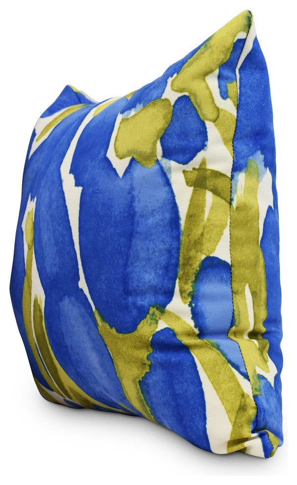 Sunset Tulip Stripe Floral Decorative Outdoor Pillow, Blue, 16"