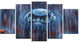 Blue World of Infinite Universe, Abstract Canvas Art Print, 60"x32", 5 Panels