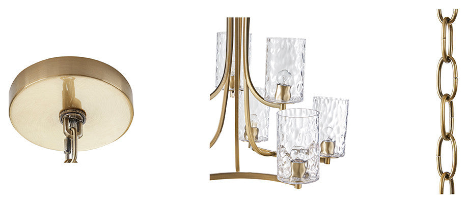 Hampton Hill 9-light Round Tiered Chandelier With Glass Shades, Antique Brass