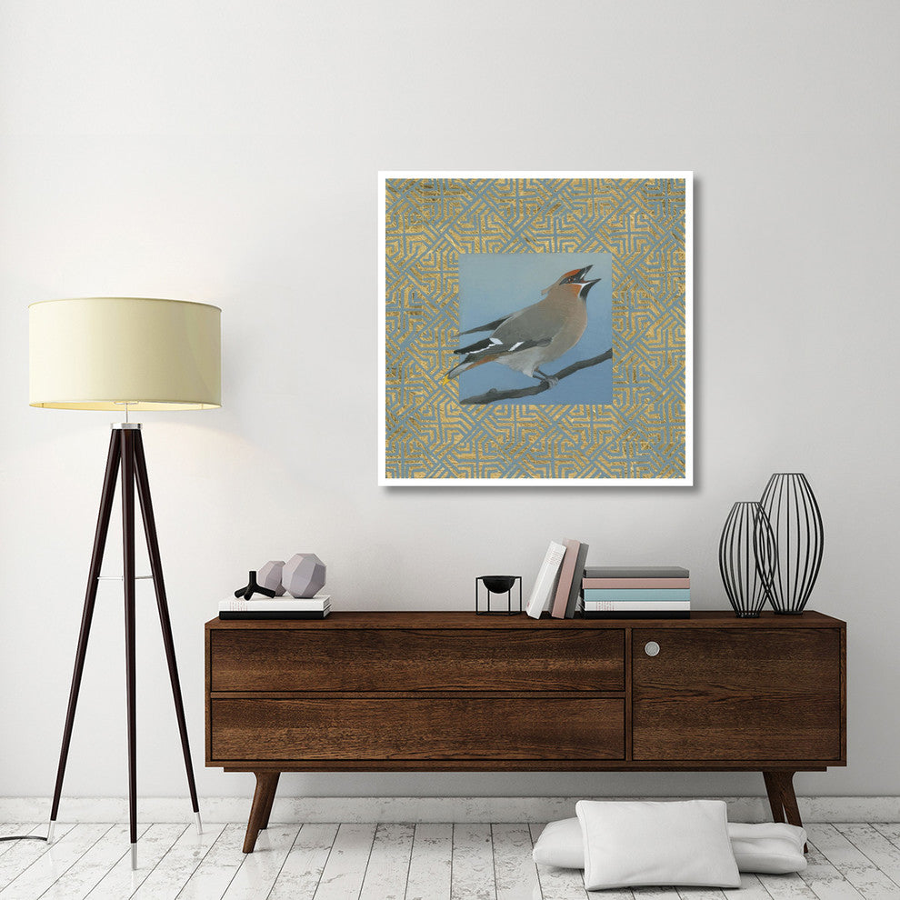 "Cedar Waxwing Border" Digital Paper Print by Kathrine Lovell, 42"x42"
