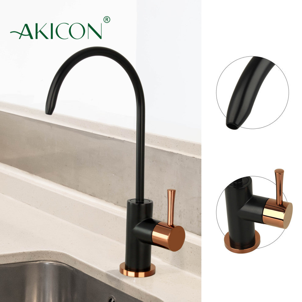 One-Handle Copper Drinking Water Filter Faucet Water Purifier Faucet, Matte Black & Rose Gold