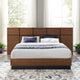 Platform Bed Frame, Queen Size, Wood, Brown Walnut, Modern Farmhouse, Bedroom