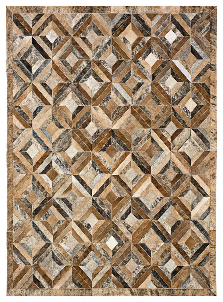 Cowhide Patchwork Rug, Pandora, Jasper, 9'x12'