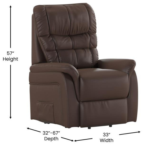 Hercules Series Remote Powered Lift Recliner, Cognac Leathersoft