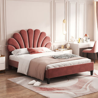 Gewnee Queen Size Upholstered Platform Bed in Red