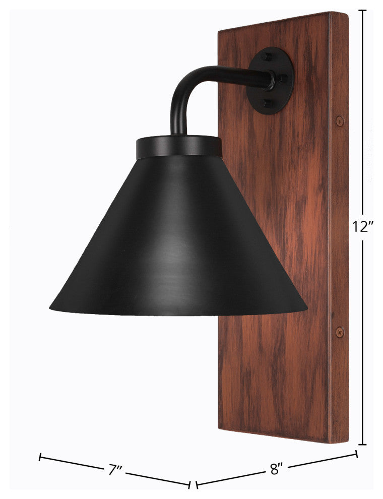 Oxbridge Wall Sconce, Matte Black & Painted Metal, 7" Matte Black Shade