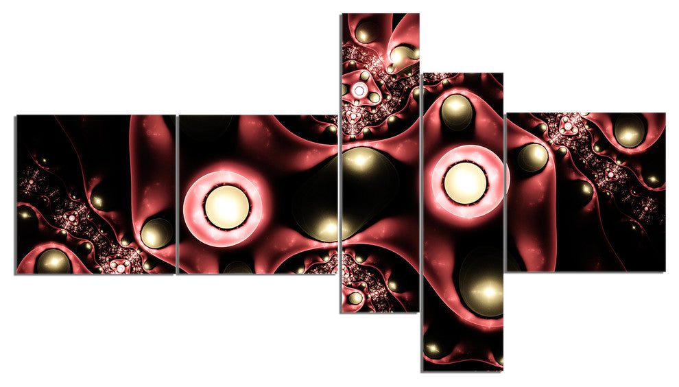 3D Surreal Brown Illustration, Floral Canvas Art Print, 60"x32", 5 panels