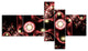3D Surreal Brown Illustration, Floral Canvas Art Print, 60"x32", 5 panels