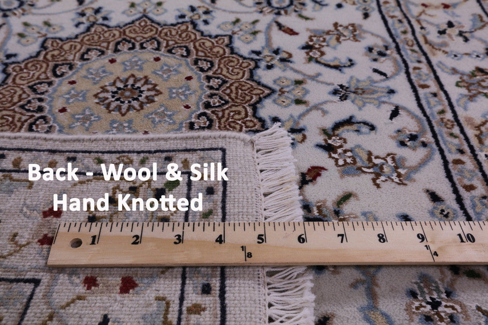 2' 8" X 13' 4" Persian Nain Hand Knotted Wool & Silk Runner Rug - Q14755