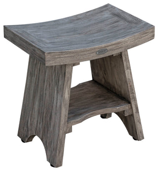 CoastalVogue Serenity 18" Eastern Style Teak Shower Bench Stool With Shelf