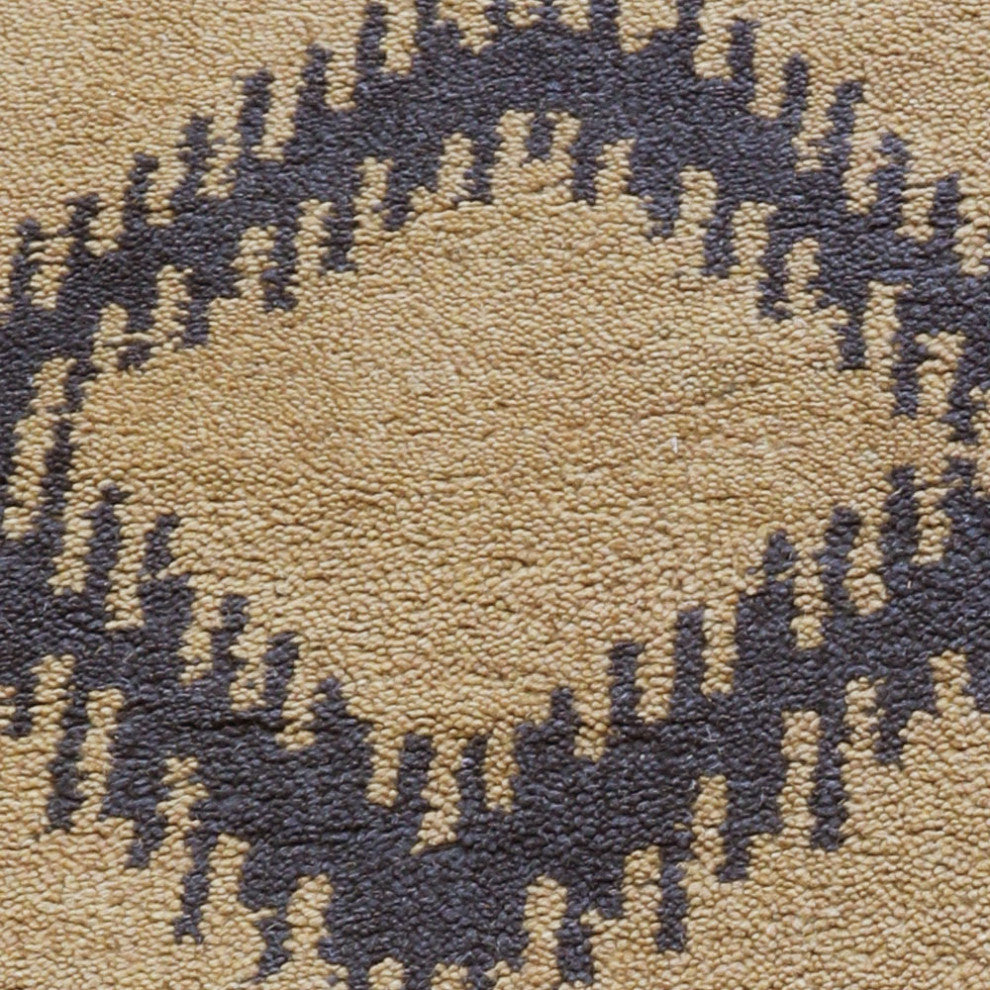 Hand Knotted Wool Area Rug Geometric Gold Charcoal