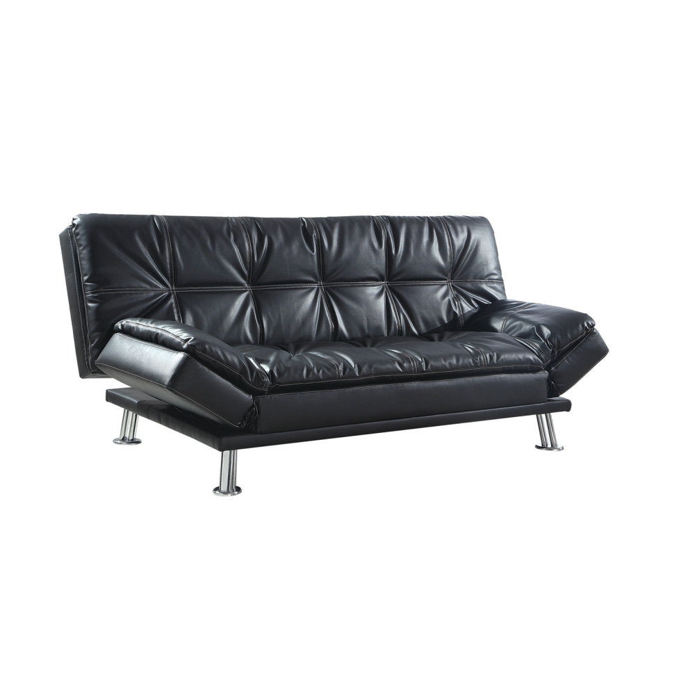 Upholstered Sofa Bed with Tufted Back, Black