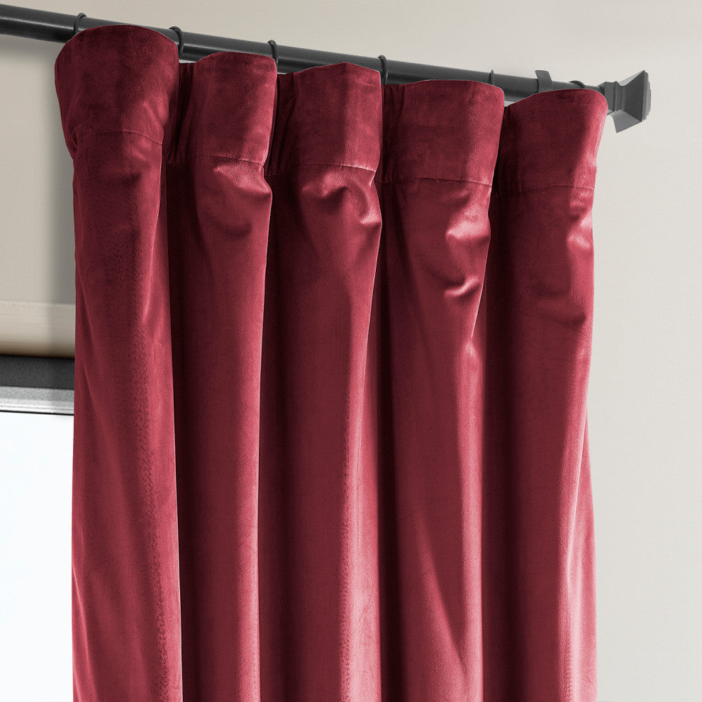 Heritage Plush Velvet Curtain Single Panel, Cinema Red, 50"x108"