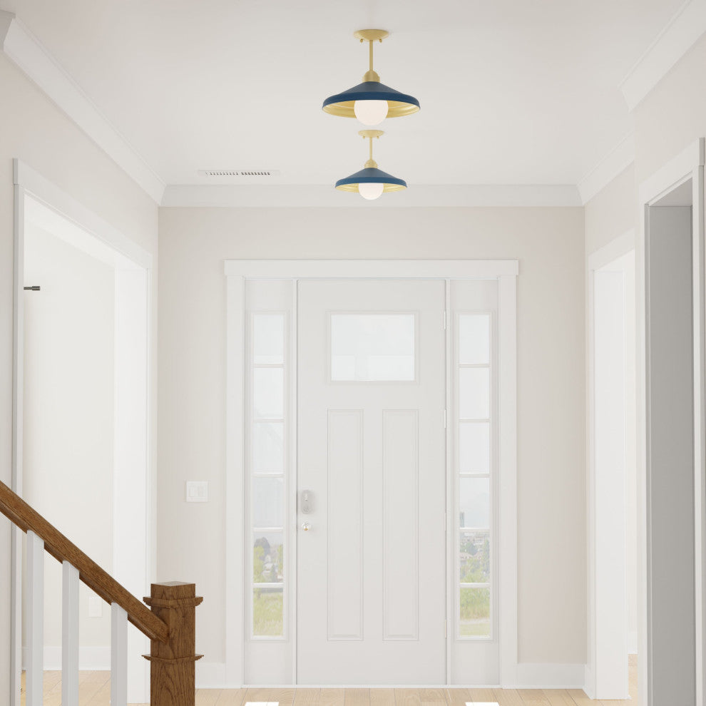 Brooks Matte Navy 14" Semi-Flush Mount Ceiling Barn Light