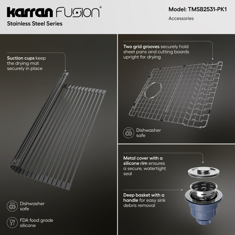 Karran Fusion Top Mount 25-in x 22-in Stainless Steel Single Bowl Kitchen Sink